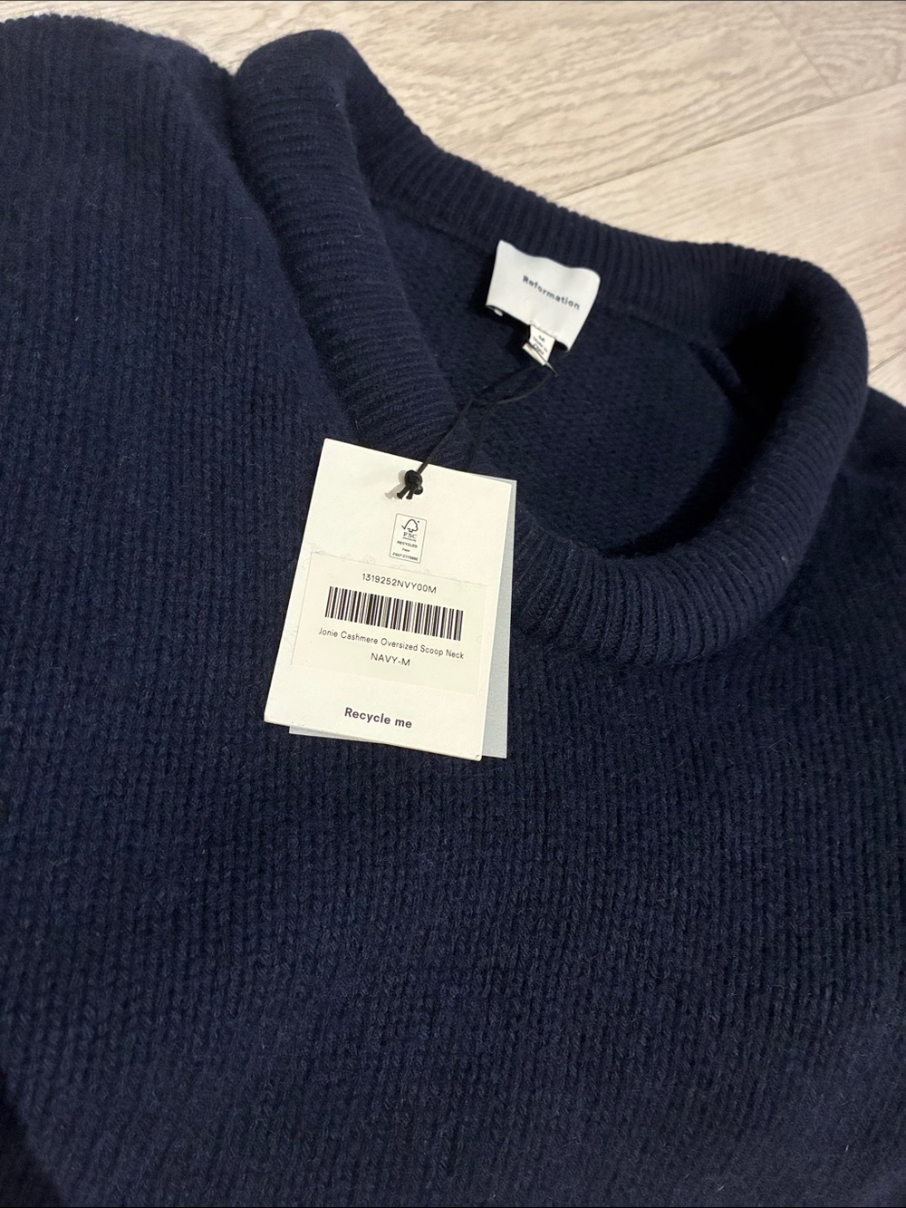 Brand New Reformation Jonie Cashmere Oversized Scoop Neck
